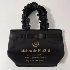 Maison de FLEU ブランドロゴフリルハンドルトートSバッグ ブラック