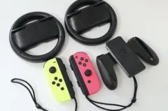 Joy-Con（ネオンイエロー・ネオンピンク）｜ハンドル2個｜グリップセット