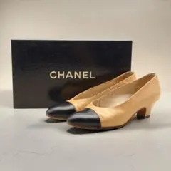 CHANEL シャネル バイカラー パンプス ヒール レザー ヴィンテージ 箱付のサムネイル
