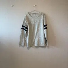 ナノユニバース　グレー ストライプセーター　Lサイズ