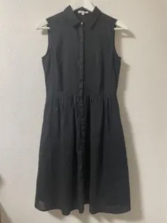 美品！「FREDY emue」麻100%ブラックワンピース