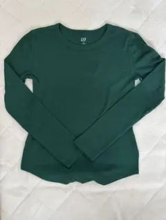 GAP ダークグリーン リブ編み長袖Tシャツ XS
