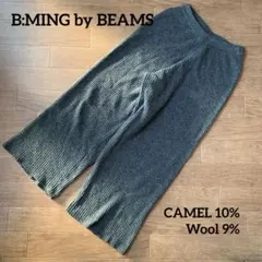 BEAMS キャメル混 ストレッチ ワイドパンツ イージーパンツ ゆったり