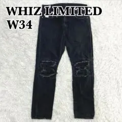 美品✨　WHIZ LIMITED　デニムパンツ　クラッシュデニム　ブラック　34のサムネイル