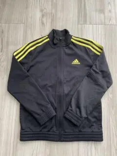【極美品】adidas 裏起毛 黒×蛍光イエロー 140 ジャージ上