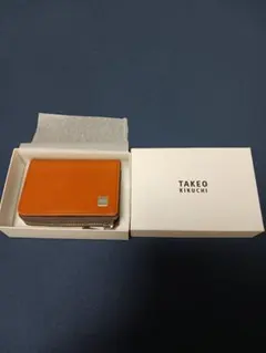 TAKEO KIKUCHI ピエール 小銭入れ・パスケース兼用 牛革 キャメル