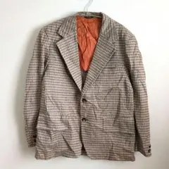 ハウンドトゥース柄 ブレザー アウター 上着 ジャケット ブラウン系 ポケット