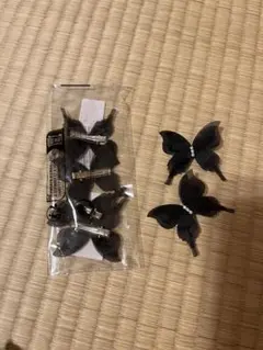ブラック蝶デザインヘアピン 6個入り