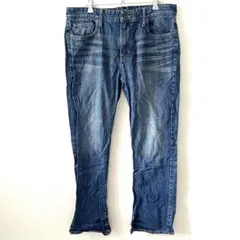 ゲス 無地 ストレート デニムパンツ ジーンズ ジーパン 33 青 綿 L相当のサムネイル