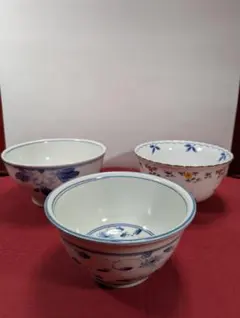 砥部焼・たち吉・有田焼】和食器 どんぶり鉢 3客/ 染付 花柄 うどん鉢・小丼のサムネイル