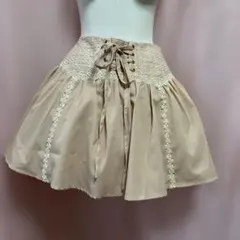 フレアスカート レースアップ ピンク系