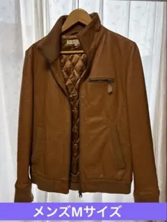 【メンズMサイズ】ブラウンレザーライダージャケット 革ジャケット ビームス