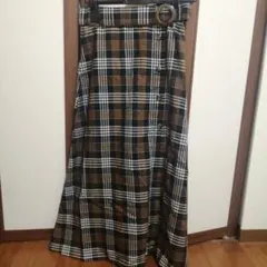 ZARAブラウンチェックロングスカート