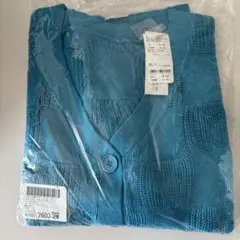 青 ニットカーディガン 長袖