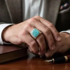指輪 ヴィンテージ ターコイズ イーグルリング メキシカン パワー スクエア