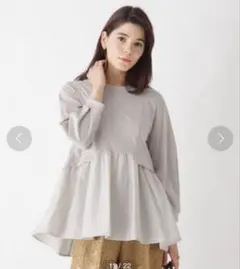 美品 オペークドットクリップ シルケット コットン　フハク 切替カットソーのサムネイル
