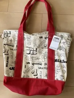 MILKFED. トートバッグ 総柄 レッド キャンバス　新品のサムネイル