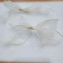 シアーリボン バレッタ ヘアクリップ ホワイト