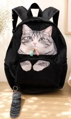 h*n様 サバ白猫　人気 猫リュック　新品　高機能リュック　お揃いしっぽ付き　大