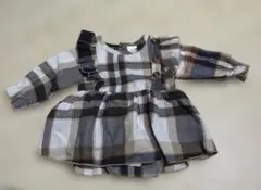 ベビー服 チェック柄ロンパース　3-6M ワンピース風