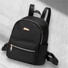 新品　ナイロンリュック ブラック　黒　防水　ゴールド金具　コンパクト