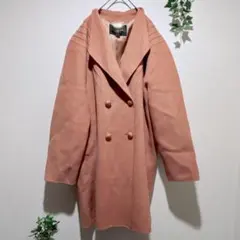 【Cremona】カシミヤ混 ピーチピンク ロングコート 9号 ウールのサムネイル