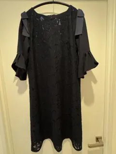 結婚式 参列 ドレス ワンピース　ネイビー　紺