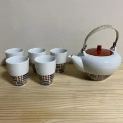 陶器製 茶器セット 急須 湯呑み2客 巾着袋付き - メルカリ