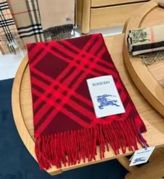 BURBERRY レッドチェックマフラー