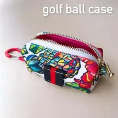 ゴルフボールケース　ボールポーチ　ティー&グリーンフォーク挿し付き　パイナップル