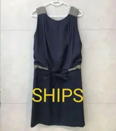 SHIPS シップスリトルブラック ネイビー ワンピース ひざ丈