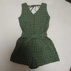 dazzlin ダズリン リボンベルト付き ショートサロペット　グリーン
