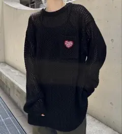 メッシュニット 長袖 ブラックのサムネイル