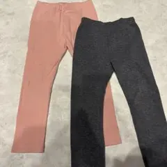 美品　UNIQLO レギンス　2枚セット　ピンク　グレー　裏起毛　女の子