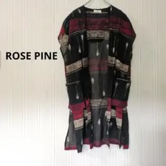 ROSE PINE 花柄 ジレ ロングベスト カーディガン ポケット シニア M