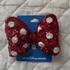 ミニー リボン ヘアゴム スパンコール 赤