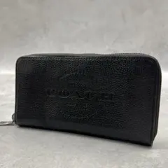 COACH ブラック レザー ラウンドジップ 長財布 8380