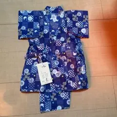 男児 甚平 じんべい 上下セット 「ここち新世紀」 流水模様に蟹と蜻蛉3〜4歳