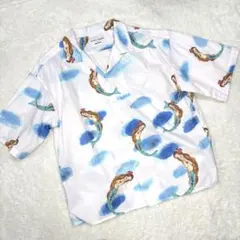 ツモリチサト × niko and… 半袖シャツ 人魚柄 開襟 総柄 コットン