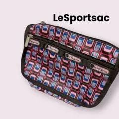 【美品】レスポートサック ポーチ レトロ 幾何学模様 LeSportsac