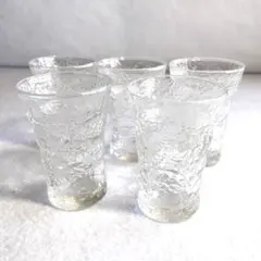 【ヴィンテージ】昭和レトロ ガラスコップ 5個セット 氷目模様 タンブラー 冷酒