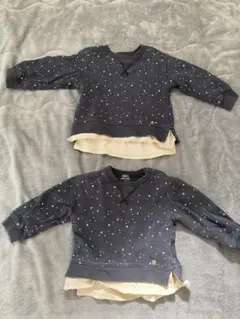 petit main 星柄トレーナー 90・100 リンクコーデ　兄弟姉妹