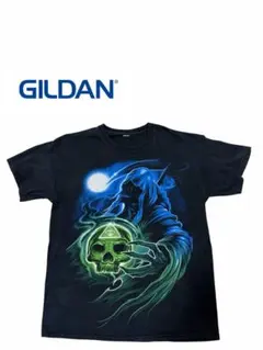 00s GILDAN 死神 スカル 髑髏 Tシャツ L ハロウィン