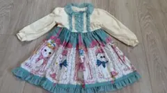 Metamorphose フレアスカート 薔薇柄 ヘッドドレス 靴下 パニエ付き