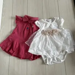 【子ども】ベビー　女の子　夏服　半袖　ワンピース　ロンパース　花　80