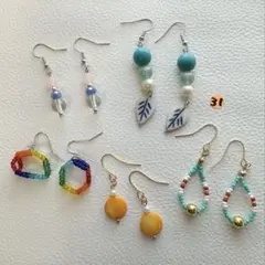ハンドメイドピアス　5ペアセットno.31