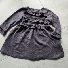 BeBe フリル付き長袖ワンピース 100