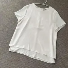 美品☆38☆セオリーリュクス☆半袖ブラウス☆トリアセテート☆レース