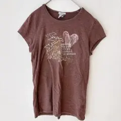 OLD NAVY オールドネイビー Tシャツ 刺繍 ビーズ ブラウン 茶色 Mのサムネイル