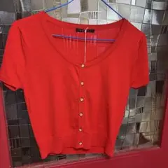 未使用タグ付き）INGNI赤 半袖 カーディガン